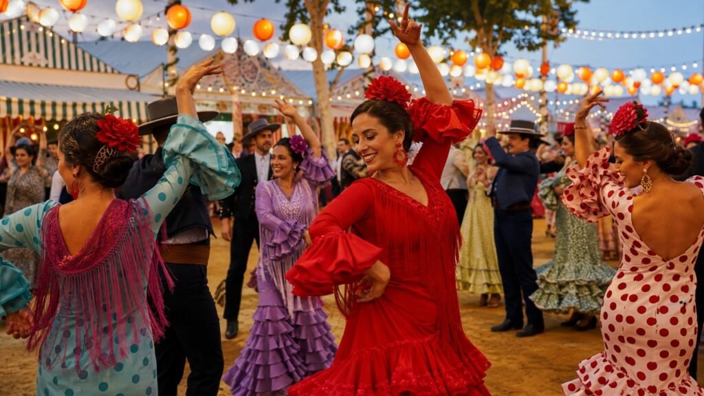 Busca Dança sevilhanas são dança folclórica típica das festas de Sevilha