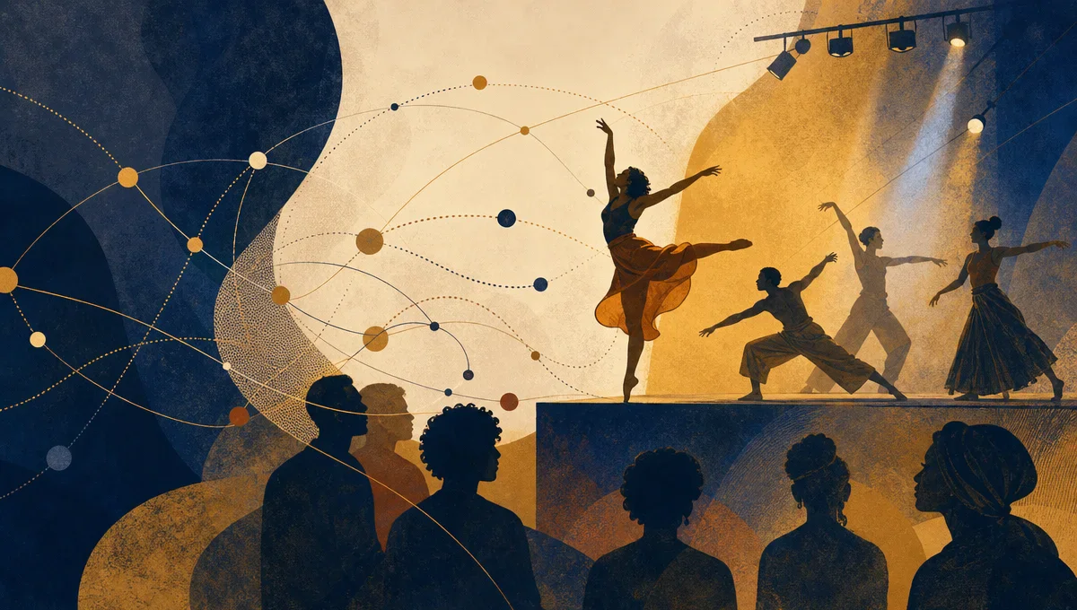 Ilustração conceitual sobre Quarta que Dança 2026 levou espetáculos a 20 municípios da Bahia
